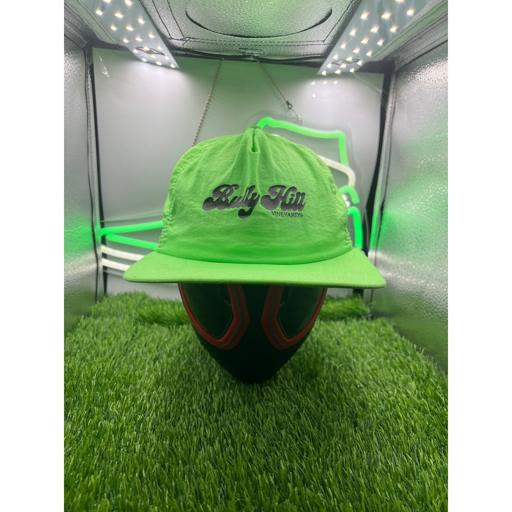 Bully Hill Vineyards Neon Lime Green Snapback Hat Nylon 5 Panel Vintage Cap Mens